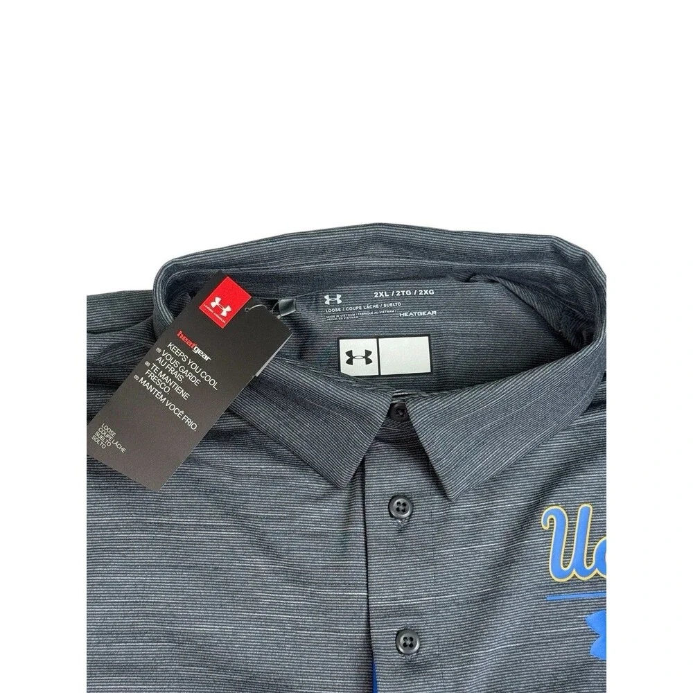 Under Armour UCLA HeatGear Polo Shirt Blue Gray Athletic Performance Men 2XL NWT